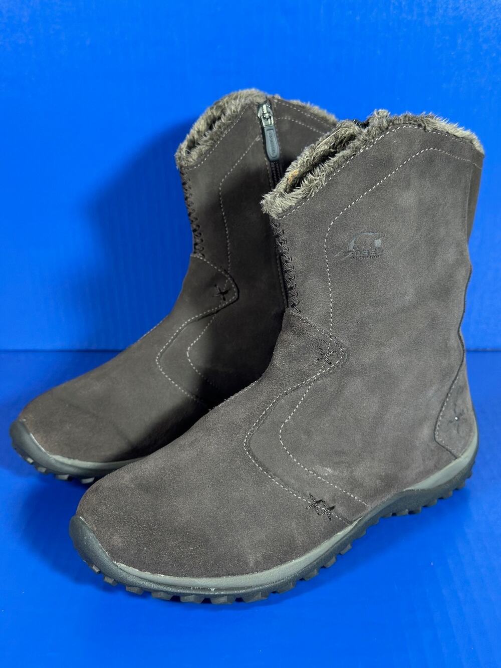 Sorel Boots Womens Maribel Waterproof Nubuck Winter Thinsulate Shearling Gray 8